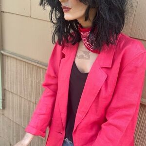 Chaus Hot Pink Blazer with Relaxed Fit and Notched Lapels